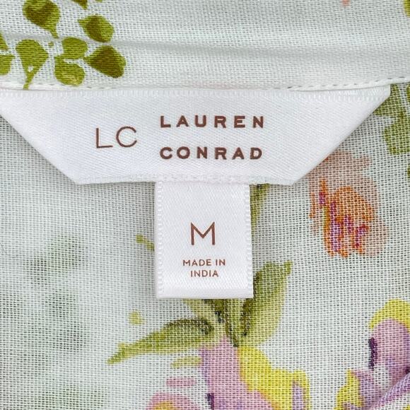 Lauren Conrad Floral Button-up Blouse, Sz. M, Spring Coquette Feminine Girly - Picture 3 of 8